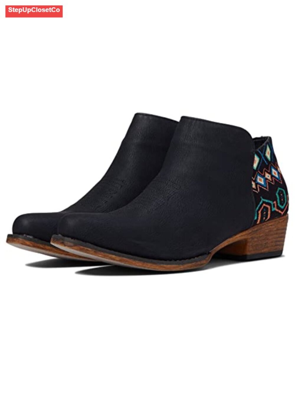 Fashion Cowgirl Boot with Textile Heel - Snip Toe - Cushion Insole